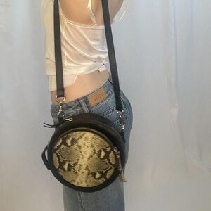 & Other Stories Black and Tan Snake Print Crossbody Bag